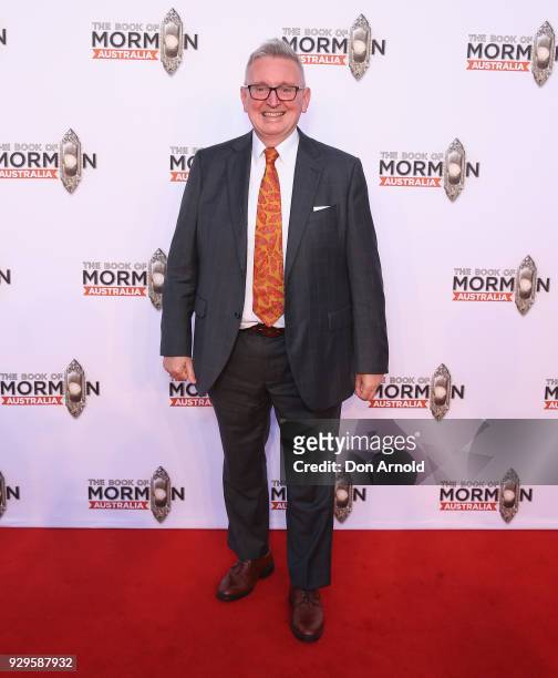 Don Harwin arrives ahead of The Book of Mormon opening night at the Lyric Theatre, Star City on March 9, 2018 in Sydney, Australia.