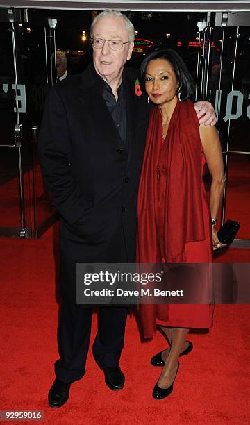 Sir Michael Caine and Shakira Caine arrive at the European film premiere of 'Harry Brown', at the Odeon Leicester Square on November 10, 2009 in...