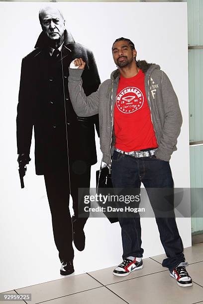 David Haye, the new WBA world heavyweight champion, attends the European premiere of Harry Brown held at the Odeon Leicester Square on November 10,...