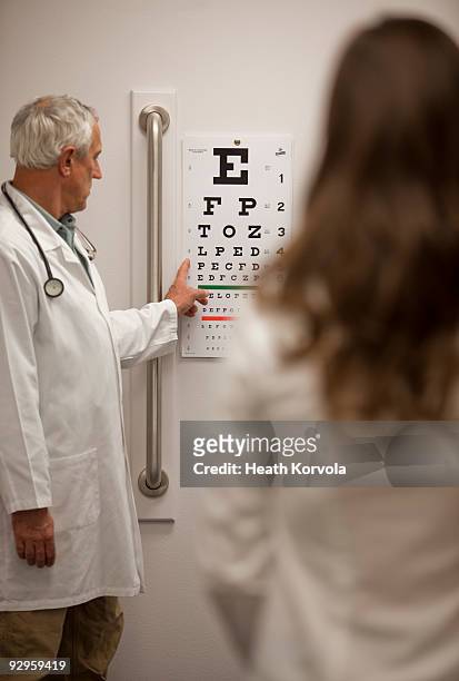 doctor's office check up. - sight test chart stock pictures, royalty-free photos & images