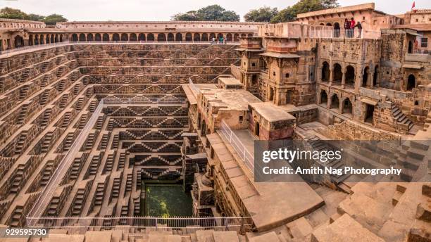 a panoramic view of chand baori stepwell - abhaneri fotografías e imágenes de stock