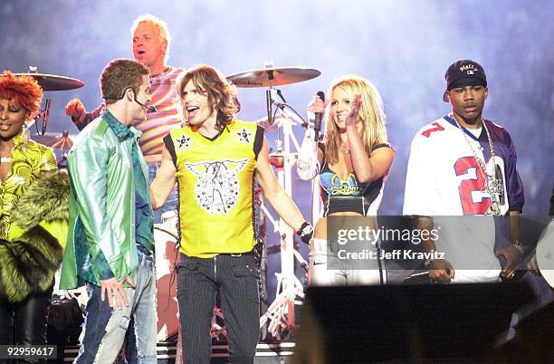 Justin Timberlake, Joey Kramer, Steven Tyler, Britney Spears and Nelly