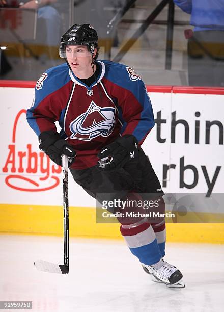 Matt Duchene of the Colorado Avalanche skates prior to the game against the Edmonton Oilers at the Pepsi Center on November 8, 2009 in Denver,...