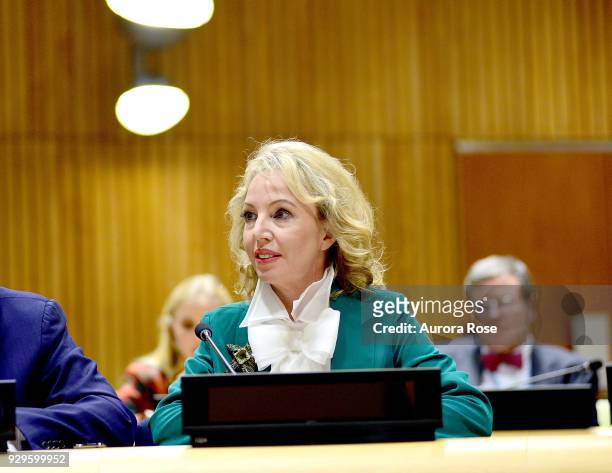 Princess Camilla of Bourbon Two Sicilies, Duchess of Castro attends the UNWFPA Media Panel Discussion on March 8, 2018 in New York City.