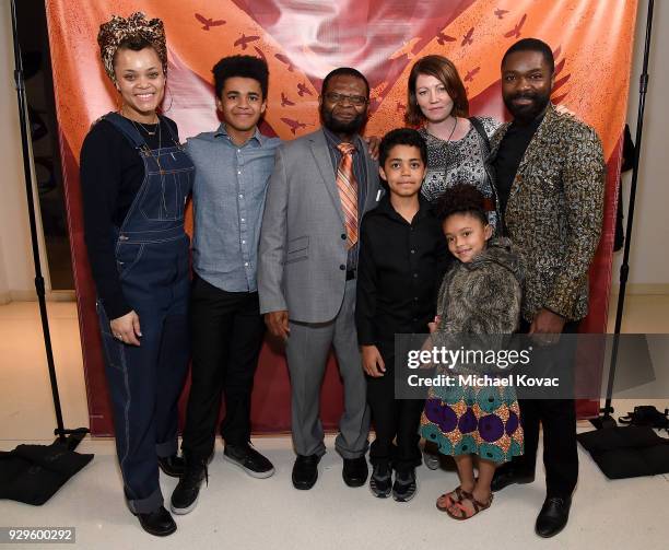 Andra Day, Caleb Oyelowo, Stephen Oyelowo, Penuel Oyelowo, Jessica Oyelowo, Zoe Oyelowo, and David Oyelowo attend David Oyelowo and Andra Day are...