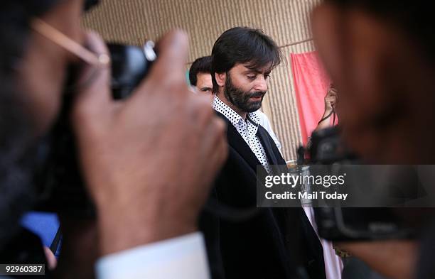 Chairman Mohammad Yasin Malik at the 'Multi Party Dialogue on the Political Future of J'& 'K', in New Delhi on Saturday, November 7, 2009.