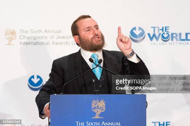 Rabbi Shmuley Boteach, founder and Executive Director of the World Values Network, speaking at the Champions of Jewish Values International Awards...