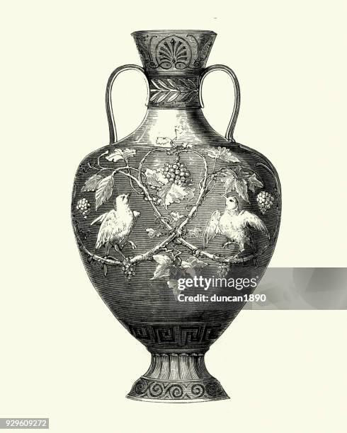 bildbanksillustrationer, clip art samt tecknat material och ikoner med royal pocelain, sevres, vas, mitten av 1800-talet - porcelain