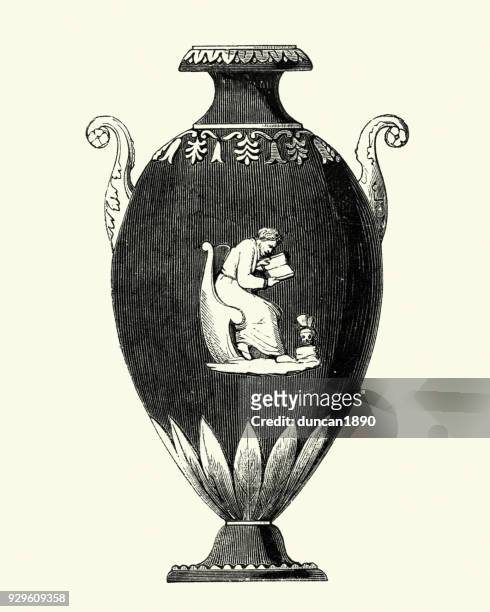 wedgewood urn, vase, mid 19th century - urn stock illustrations