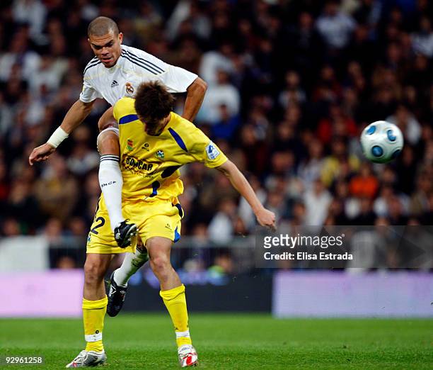 Pepe in action during the Copa del Rey match between Real Madrid and AD Alcorcon at Estadio Santiago Bernabeu on November 10, 2009 in Madrid, Spain.
