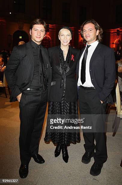 Michele Malenotti and Manuele Malenotti , Vice presidents of Belstaff and musician Annie Lennox attend the gala dinner BELSTAFF FOR PEACE to the 10th...