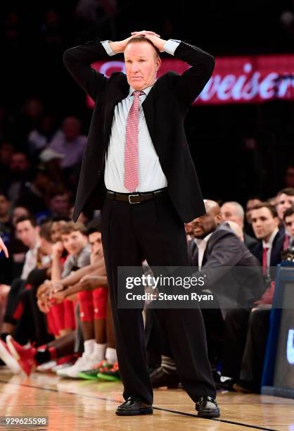 Head coach Chris Mullin of the St. John's Red Storm in action against the Georgetown Hoyas during the first round of the Big East tournament at...