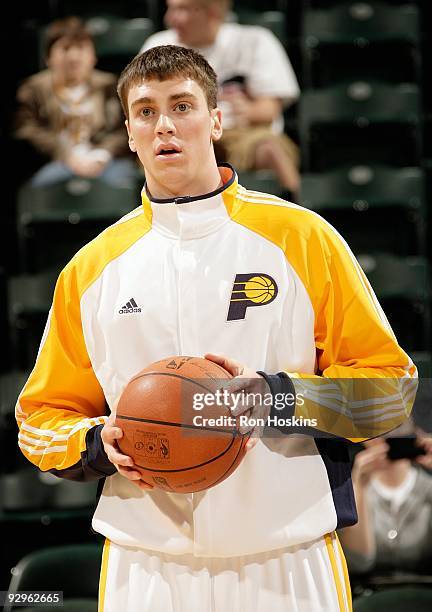 Tyler Hansbrough of the Indiana Pacers stands on the court before the game against the Washington Wizards on November 6, 2009 at Conseco Fieldhouse...