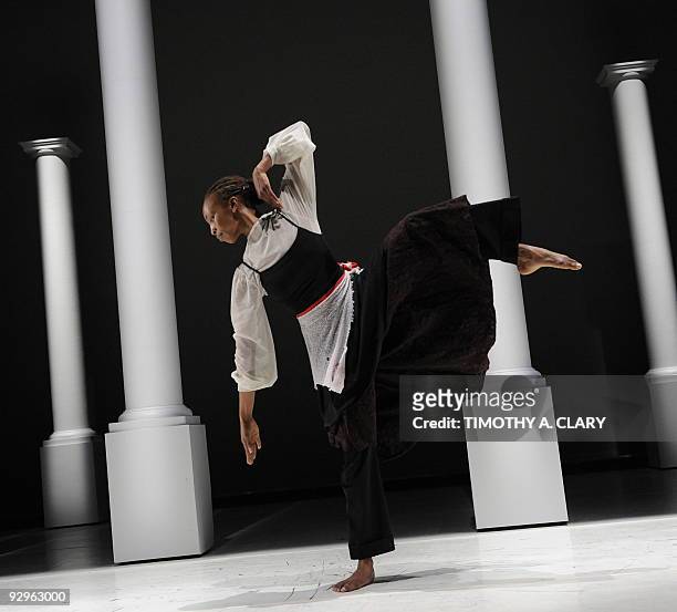 Dancer Shayla-Vie Jenkins with the Bill T. Jones/Arnie Zane Dance Company performs a scene from the NYC premiere of "Serenade/The Proposition", one...