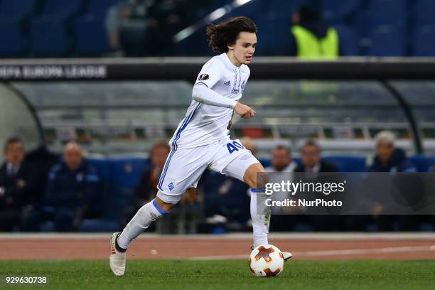 Mykola Shaparenko of Dynamo Kyiv during UEFA Europa League Round of 16 - 1st leg match between SS Lazio and FC Dynamo Kyiv at Olimpico Stadium in...