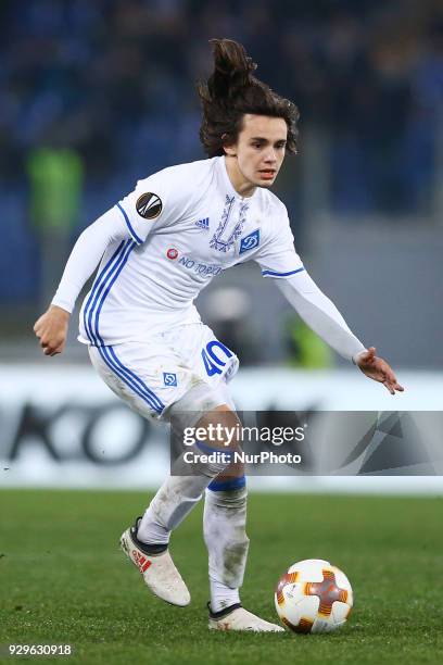 Mykola Shaparenko of Dynamo Kyiv during UEFA Europa League Round of 16 - 1st leg match between SS Lazio and FC Dynamo Kyiv at Olimpico Stadium in...