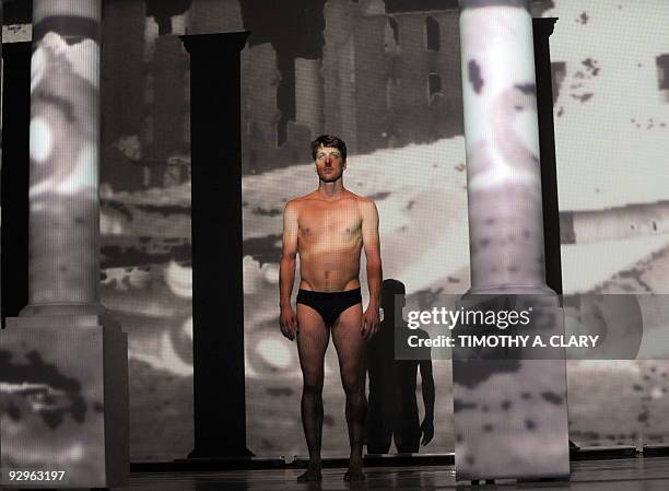 Dancer Paul Matteson with the Bill T. Jones/Arnie Zane Dance Company performs a scene from the NYC premiere of "Serenade/The Proposition", one of a...