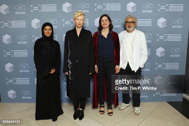 Doha Film Institute CEO Fatma Al Remaihi, actress and artist Tilda Swinton, DFI Director of the Film Fund and Programs Hanaa Issa and Doha Film...