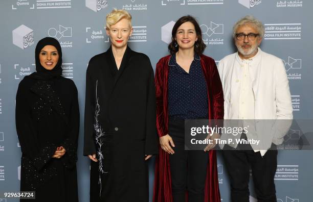 Doha Film Institute CEO Fatma Al Remaihi, actress and artist Tilda Swinton, DFI Director of the Film Fund and Programs Hanaa Issa and Doha Film...