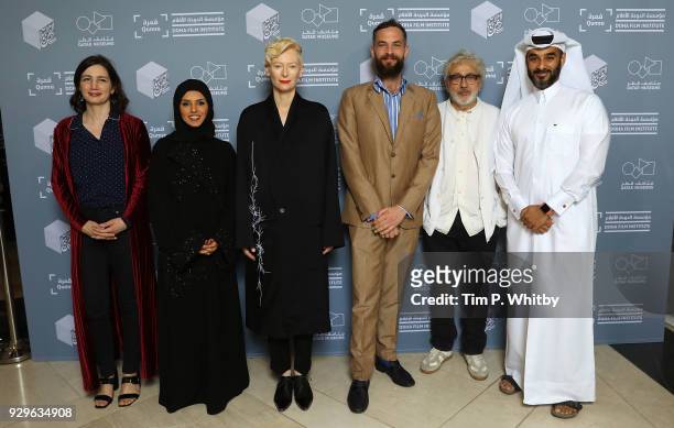 Director of the Film Fund and Programs Hanaa Issa, Doha Film Institute CEO Fatma Al Remaihi, actress and artist Tilda Swinton, Sandro Kopp, Doha Film...