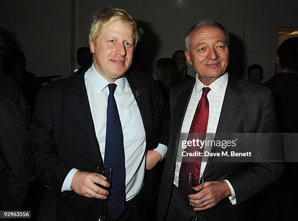 Boris Johnson and Ken Livingstone attend the London Evening Standard Influentials Party, at Burberry on November 10, 2009 in London, England.