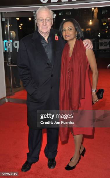 Michael Caine and Shakira Caine attends the UK Premiere of 'Harry Brown' at Odeon Leicester Square on November 10, 2009 in London, England.