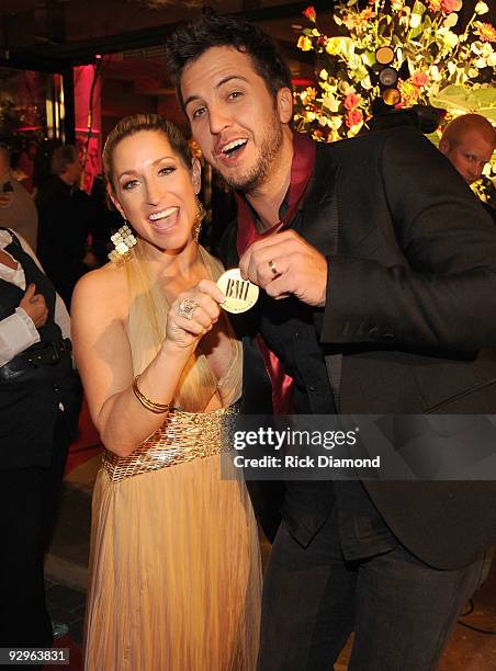 Singer/songwriters Heidi Newfeld and Luke Bryant attend the 57th Annual BMI Country Awards at BMI on November 10, 2009 in Nashville, Tennessee.