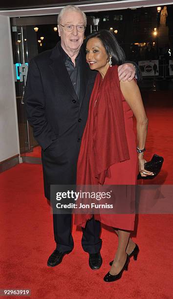 Michael Caine and Shakira Caine attends the UK Premiere of 'Harry Brown' at Odeon Leicester Square on November 10, 2009 in London, England.