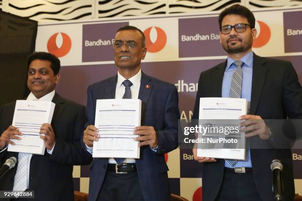 Chandra Shekhar Ghosh, MD &amp; CEO, Bandhan Bank at the lunches Bandhan Banks IPO on March 9, 2018 in Kolkata, India. Bandhan Bank Ltd, the newest...