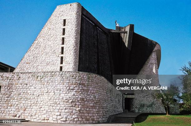 Church of Saint John the Baptist or dell'Autostrada del Sole architect Giovanni Michelucci, Florence, Tuscany. Italy, 20th century.