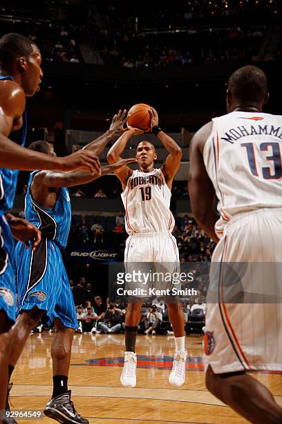 Raja Bell of the Charlotte Bobcats shoots a jump shot against the Orlando Magic on November 10, 2009 at the Time Warner Cable Arena in Charlotte,...