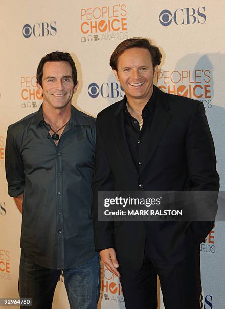 Jeff Probst from the show "Survivor" and TV Producer Mark Burnett arrive on the red carpet for the People's Choice Awards 2010 Nomination...