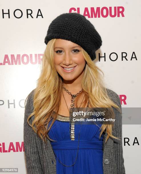 Actress/Singer Ashley Tisdale attends the Sephora Beauty Insider Event presented by Glamour at Sephora Fifth Avenue on November 10, 2009 in New York...
