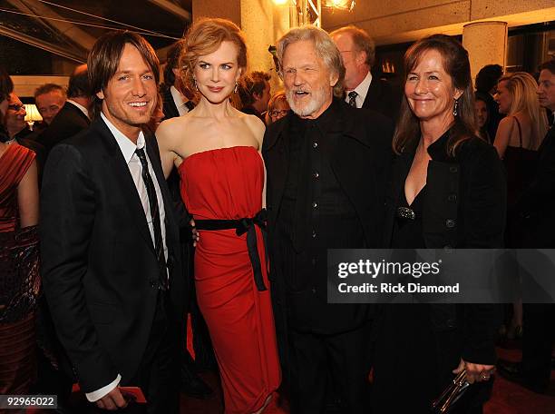 Keith Urban, Nicole Kidman, honoree Kris Kristofferson and Lisa Meyers attend the 57th Annual BMI Country Awards at BMI on November 10, 2009 in...