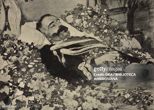 Prince Amedeo of Spain , Duke of Aosta, on his deathbed, drawing by E Chessa, from La Tribuna Illustrata, No 5, February 2, 1890.