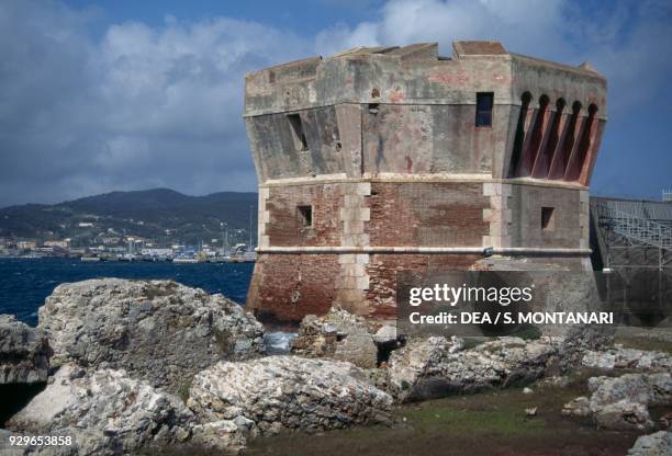 Martello Tower or Linguella Tower, Portoferraio, Elba, Tuscan Archipelago national park, Tuscany. Italy, 16th century.