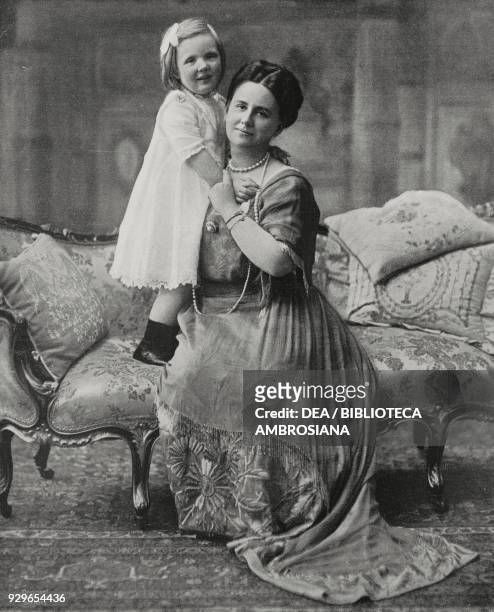 Queen Wilhelmina of the Netherlands with her daughter, Princess Juliana photograph by H Deutmann, from L'Illustrazione Italiana, Year XL, No 3,...