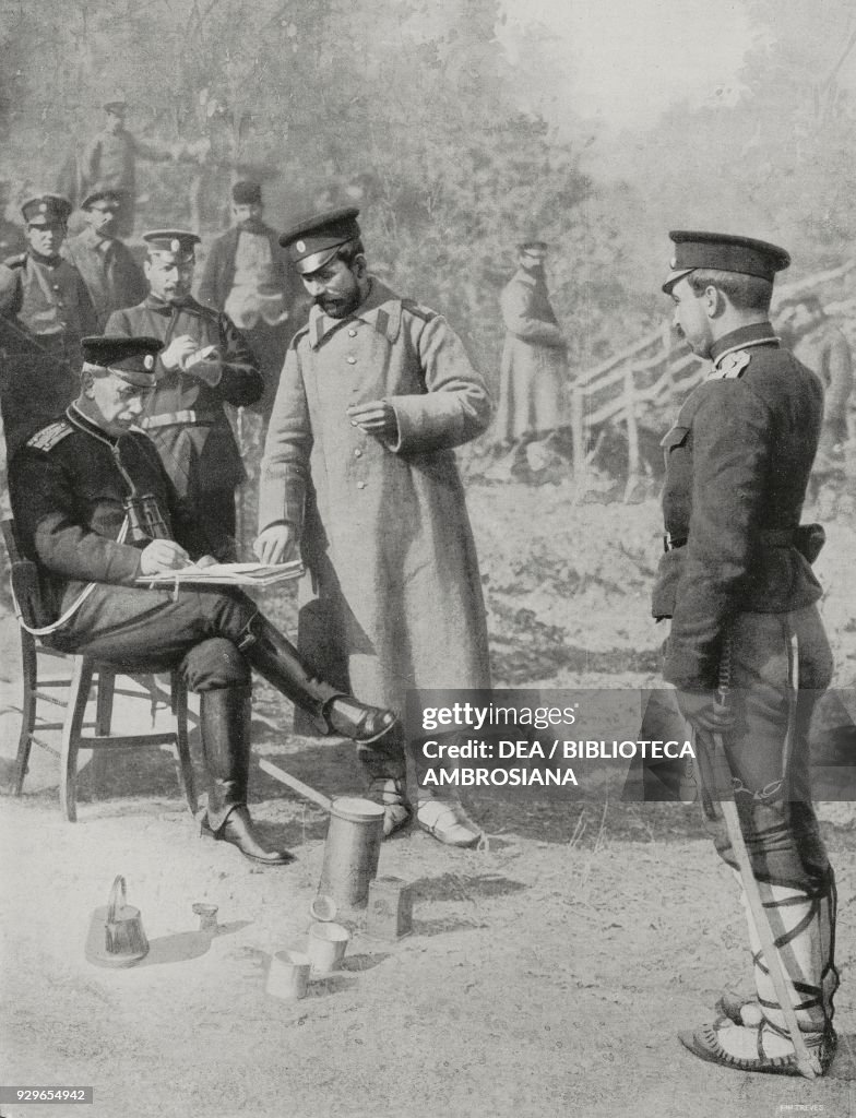 The Bulgarian commander preparing orders
