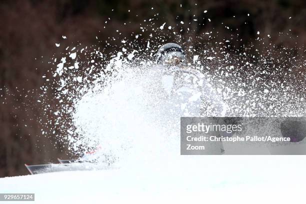 Adeline Baud Mugnier of France competes during the Audi FIS Alpine Ski World Cup Women's Giant Slalom on March 9, 2018 in Ofterschwang, Germany.