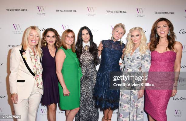 Lili Bosse, Angella Nazarian, Nina Kotick, Demi Moore, Shelley Reid, Trina Venit and Thea Andrews attend Visionary Women Honors Demi Moore in...