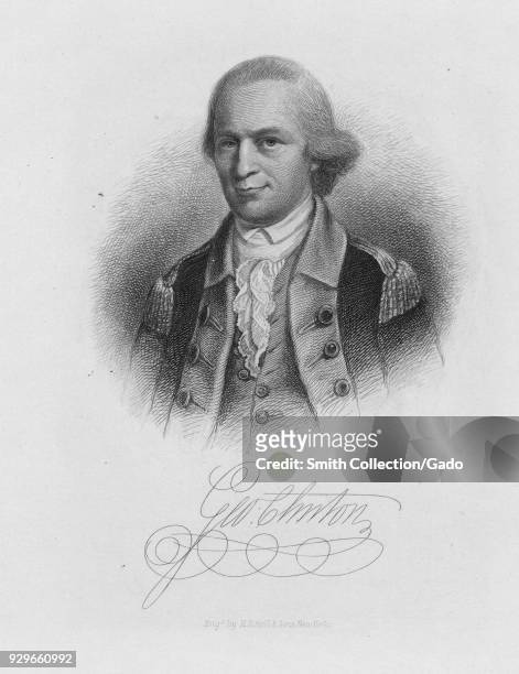 Engraved portrait of George Clinton, Founding Father who served as the fourth Vice President of the United States under both Thomas Jefferson and...