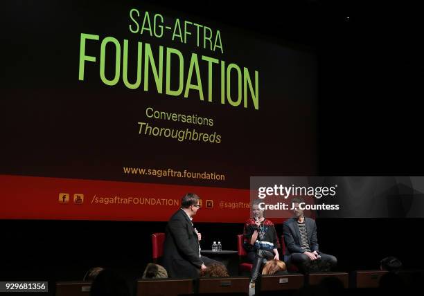 Moderator journalist Joshua Rothkopf, actress Anya Taylor-Joy and director Cory Finley speak during SAG-AFTRA Foundation Conversations:...