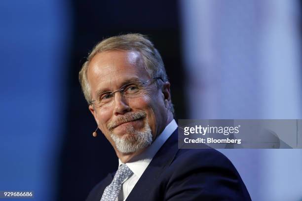 Kevin Crutchfield, chief executive officer of Contura Energy Inc., smiles during the 2018 CERAWeek by IHS Markit conference in Houston, Texas, U.S.,...