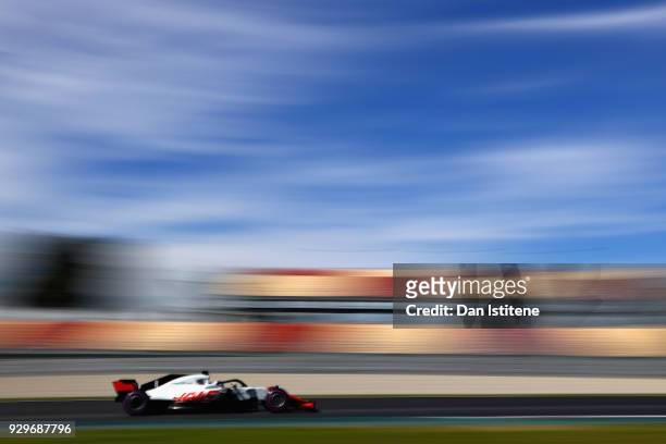 Romain Grosjean of France driving the Haas F1 Team VF-18 Ferrari on track during day four of F1 Winter Testing at Circuit de Catalunya on March 9,...