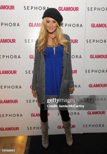 Actress/Singer Ashley Tisdale attends the Sephora Beauty Insider Event presented by Glamour at Sephora Fifth Avenue on November 10, 2009 in New York...