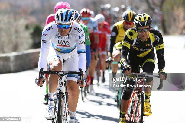 Alexander Kristoff of Norway and UAE Team Emirates / Fabien Grellier of France and Direct Energie during stage 6 of the 76th Paris - Nice 2018, a...