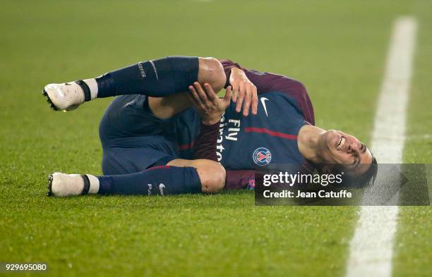 Angel Di Maria of PSG during the UEFA Champions League Round of 16 Second Leg match between Paris Saint-Germain and Real Madrid at Parc des Princes...