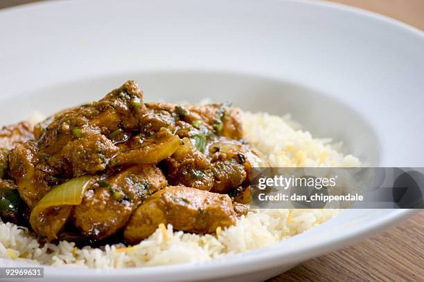 spicy chicken curry 2 - pilafrijst stockfoto's en -beelden