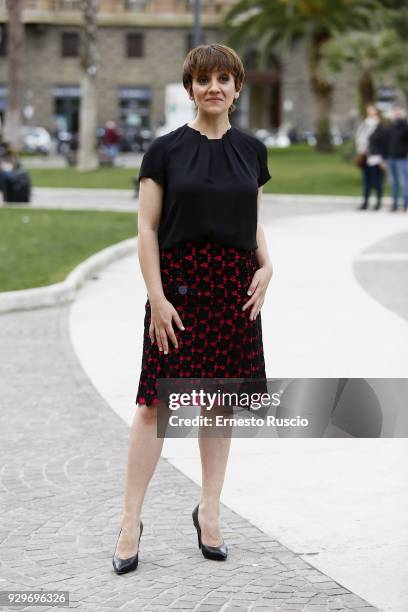 Lucia Ocone attends a photocall for 'Metti La Nonna Nel Freezer' at Piazza Cavour on March 9, 2018 in Rome, Italy.