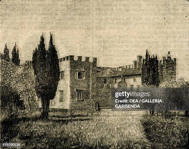 The Villa del Cotone, Empoli, Tuscany, Italy, woodcut from Le cento citta d'Italia , illustrated monthly supplement of Il Secolo, Milan, 1897.